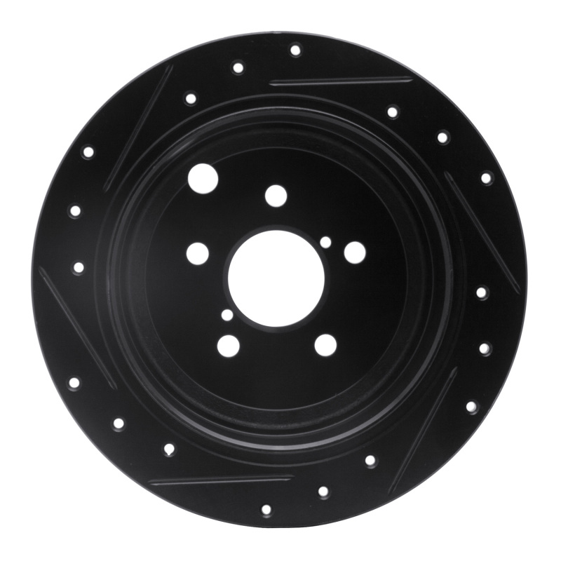 Subaru Outback Brake Rotor (1) - Rear Right - R1 Concepts - Drilled & Slotted - Black - `08-`15